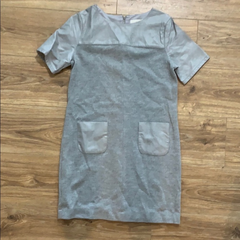 Gray cotton and leather loft dress